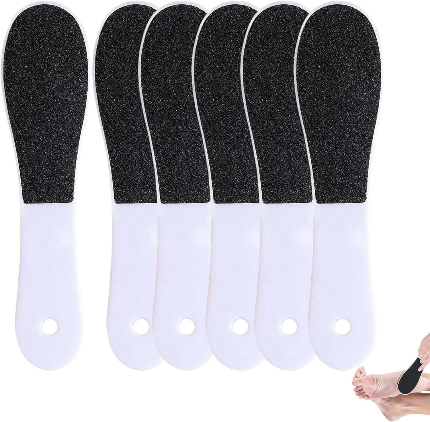 سوهان پا برای از بین بردن پوست سخت - 6 عدد سوهان دو طرفه پا برای لایه برداری و از بین بردن پوست خشک و مرده - از بین بردن پینه و میخچه، ابزار پدیکور برای پاهای فوق العاده نرم