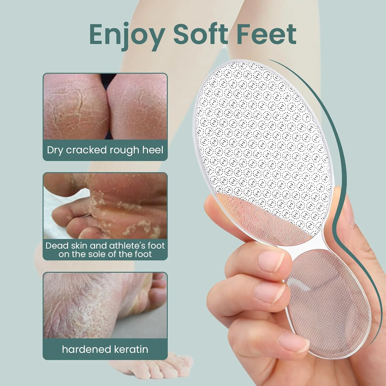 سوهان پای شیشه ای، از بین برنده پینه دو طرفه مدل 8، ابزار بادوام مراقبت از پا، از بین برنده پوست مرده، اسکراب پاشنه پا، مراقبت حرفه ای از پا برای آقایان و بانوان