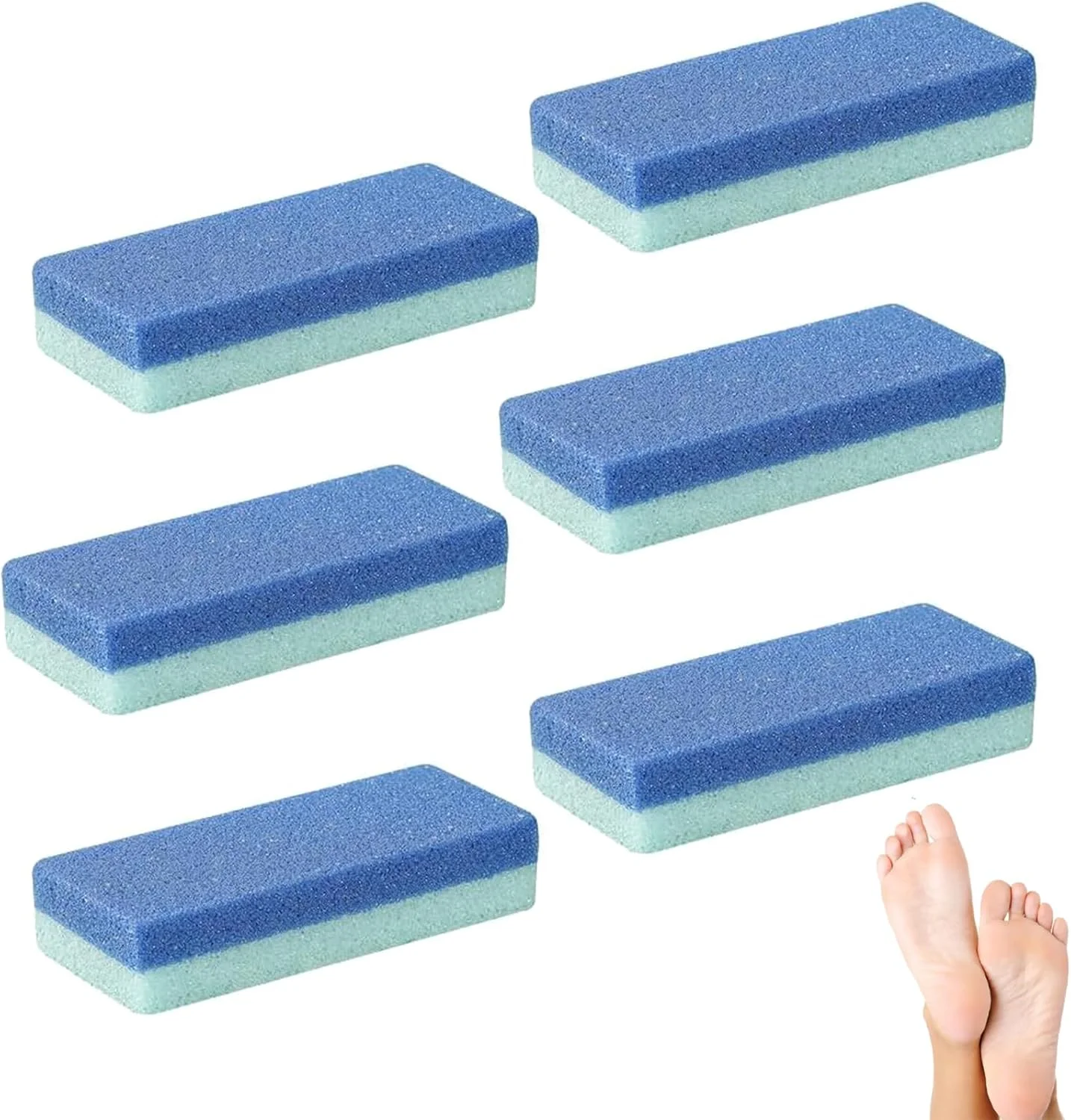 مجموعه سنگ پا 6 عددی دو طرفه Duomama - ابزار موثر پدیکور برای لایه برداری، اسکراب پوست مرده و ترمیم پاشنه های ترک خورده - آبی