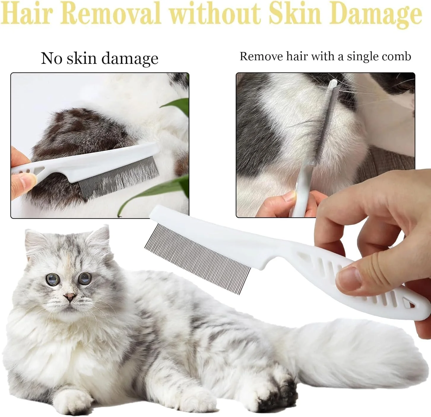 شانه نظافت چند منظوره حیوانات خانگی BIGTHREE®، بسته 2 عددی شانه موی حیوانات خانگی برای رفع لکه اشک، شانه ماساژ دو طرفه استیل ضد زنگ برای گره خوردگی، پوسته، موهای شناور، درهم تنیدگی و کک حیوانات خانگی شانه نظافت چند منظوره حیوانات خانگی BIGTHREE®، بسته 2 عددی شانه موی حیوانات خانگی برای رفع لکه اشک، شانه ماساژ دو طرفه استیل ضد زنگ برای گره خوردگی، پوسته، موهای شناور، درهم تنیدگی و کک حیوانات خانگی