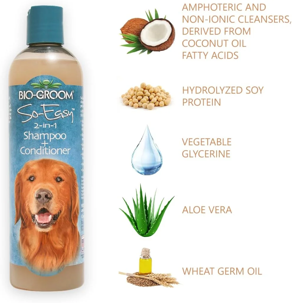 شامپو و نرم کننده دو در یک بایو-گروم سو ایزی - شامپو و نرم کننده سگ و توله سگ، باز کننده گره مو، بدون صابون، غلظت 12:1 - رایحه میوه ای با طراوت - 355 میلی لیتر شامپو و نرم کننده دو در یک بایو-گروم سو ایزی - شامپو و نرم کننده سگ و توله سگ، باز کننده گره مو، بدون صابون، غلظت 12:1 - رایحه میوه ای با طراوت - 355 میلی لیتر