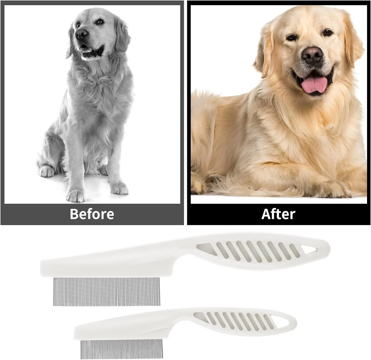 شانه نظافت چند منظوره حیوانات خانگی BIGTHREE®، بسته 2 عددی شانه موی حیوانات خانگی برای رفع لکه اشک، شانه ماساژ دو طرفه استیل ضد زنگ برای گره خوردگی، پوسته، موهای شناور، درهم تنیدگی و کک حیوانات خانگی شانه نظافت چند منظوره حیوانات خانگی BIGTHREE®، بسته 2 عددی شانه موی حیوانات خانگی برای رفع لکه اشک، شانه ماساژ دو طرفه استیل ضد زنگ برای گره خوردگی، پوسته، موهای شناور، درهم تنیدگی و کک حیوانات خانگی