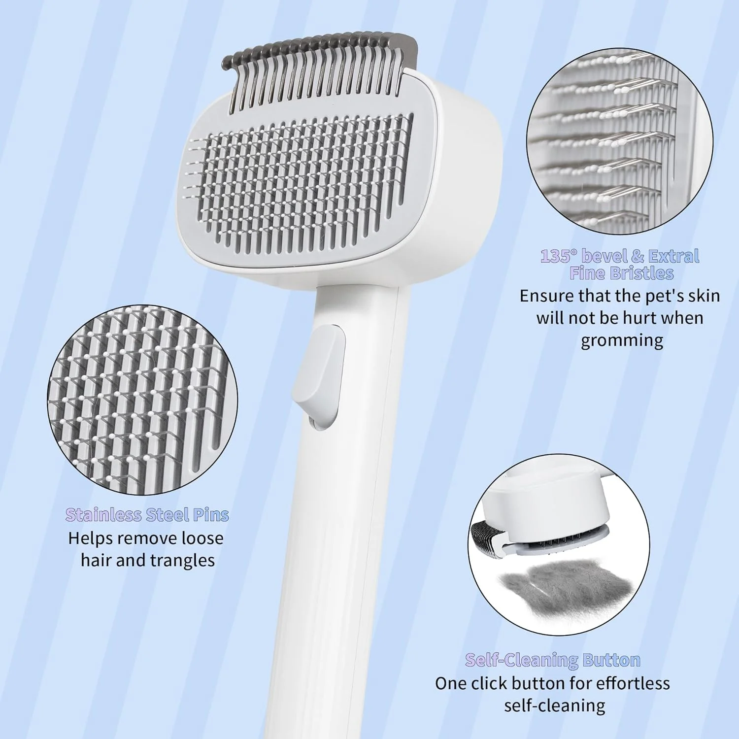 برس نظافت خود تمیز شونده 2 در 1 برای سگ و گربه، برس لغزنده و شانه چنگک زیرپوش، ابزار باز کردن گره برای حیوانات خانگی با موهای بلند و کوتاه، ایمن و آسان برای استفاده برس نظافت خود تمیز شونده 2 در 1 برای سگ و گربه، برس لغزنده و شانه چنگک زیرپوش، ابزار باز کردن گره برای حیوانات خانگی با موهای بلند و کوتاه، ایمن و آسان برای استفاده