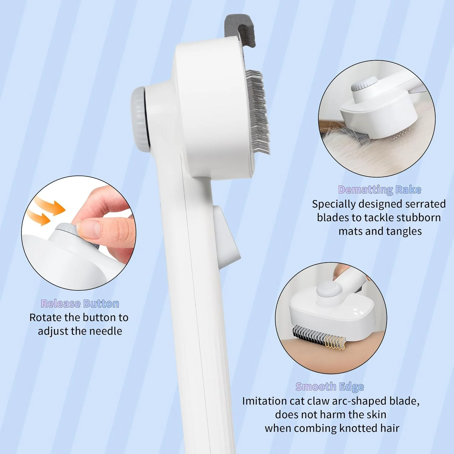 برس نظافت خود تمیز شونده 2 در 1 برای سگ و گربه، برس لغزنده و شانه چنگک زیرپوش، ابزار باز کردن گره برای حیوانات خانگی با موهای بلند و کوتاه، ایمن و آسان برای استفاده برس نظافت خود تمیز شونده 2 در 1 برای سگ و گربه، برس لغزنده و شانه چنگک زیرپوش، ابزار باز کردن گره برای حیوانات خانگی با موهای بلند و کوتاه، ایمن و آسان برای استفاده