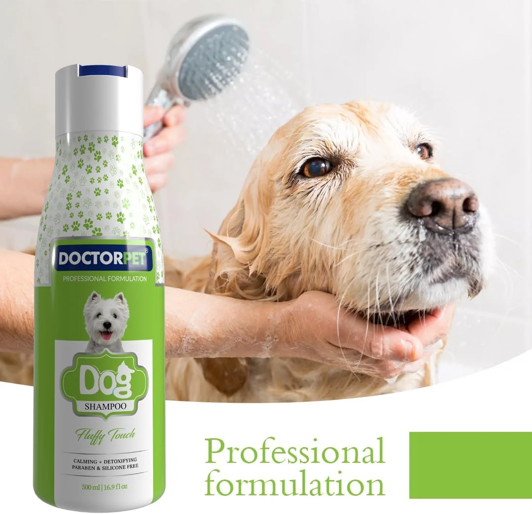 شامپو سگ دکتر پت "Fluffy Touch"، فرمول گلبرگ گل صد تومانی و خاک رس صورتی، شستشوی مرطوب کننده حیوانات خانگی، 500 میلی لیتر شامپو سگ دکتر پت "Fluffy Touch"، فرمول گلبرگ گل صد تومانی و خاک رس صورتی، شستشوی مرطوب کننده حیوانات خانگی، 500 میلی لیتر