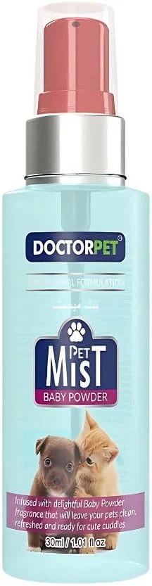 اسپری خوشبو کننده سگ و گربه با رایحه پودر بچه دکتر پت، اسپری رفع بوی بد، 30 میلی لیتر اسپری خوشبو کننده سگ و گربه با رایحه پودر بچه دکتر پت، اسپری رفع بوی بد، 30 میلی لیتر