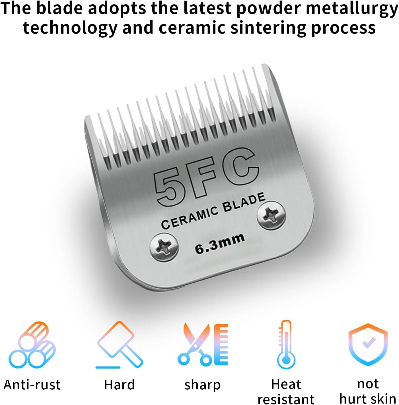 تیغه سرامیکی سگ و گربه DODAER مدل 5FC جداشدنی، سازگار با سری Andis، Oster A5، Wahl KM-10، سایز 5FC طول برش 6.3 میلی‌متر (1/4 اینچ)، بسته 3 عددی