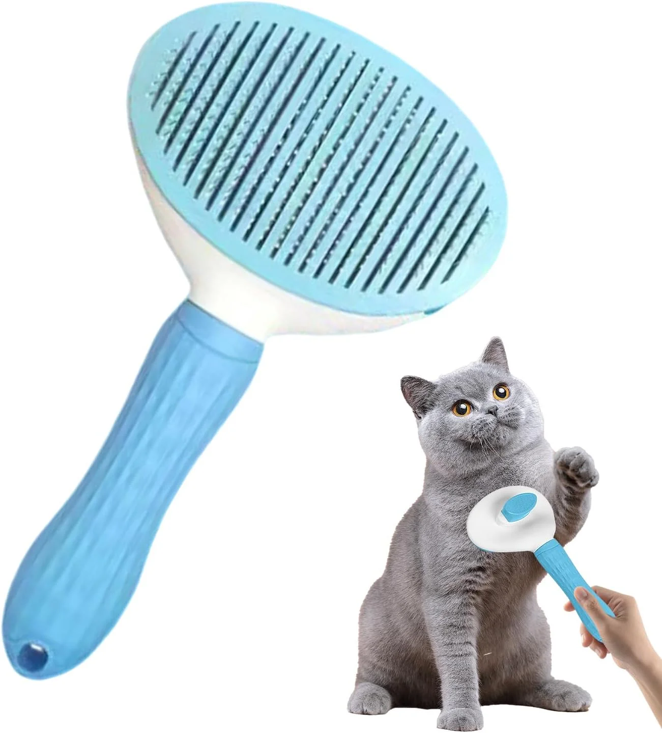 برس گربه برای ریزش مو، برس گربه مو بلند با دکمه رهاسازی | ابزار ماساژ حیوانات خانگی برای حمام مسافرتی منزل فضای داخلی و خارجی
