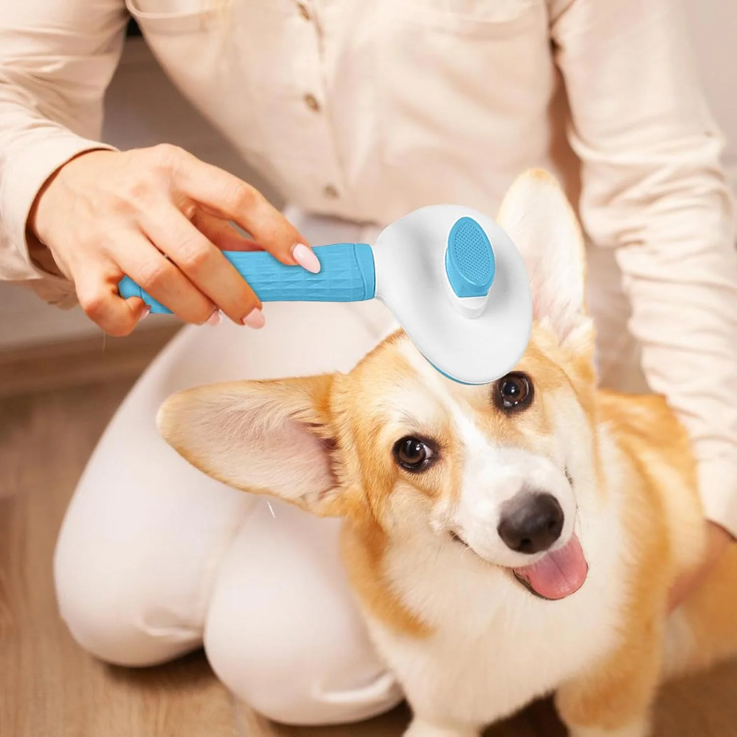 برس گربه برای گربه های خانگی، برس گربه مو بلند با دکمه رهاسازی - ابزار نظافت حیوانات خانگی برای سگ ها توله سگ ها مسافرت حمام فضای باز