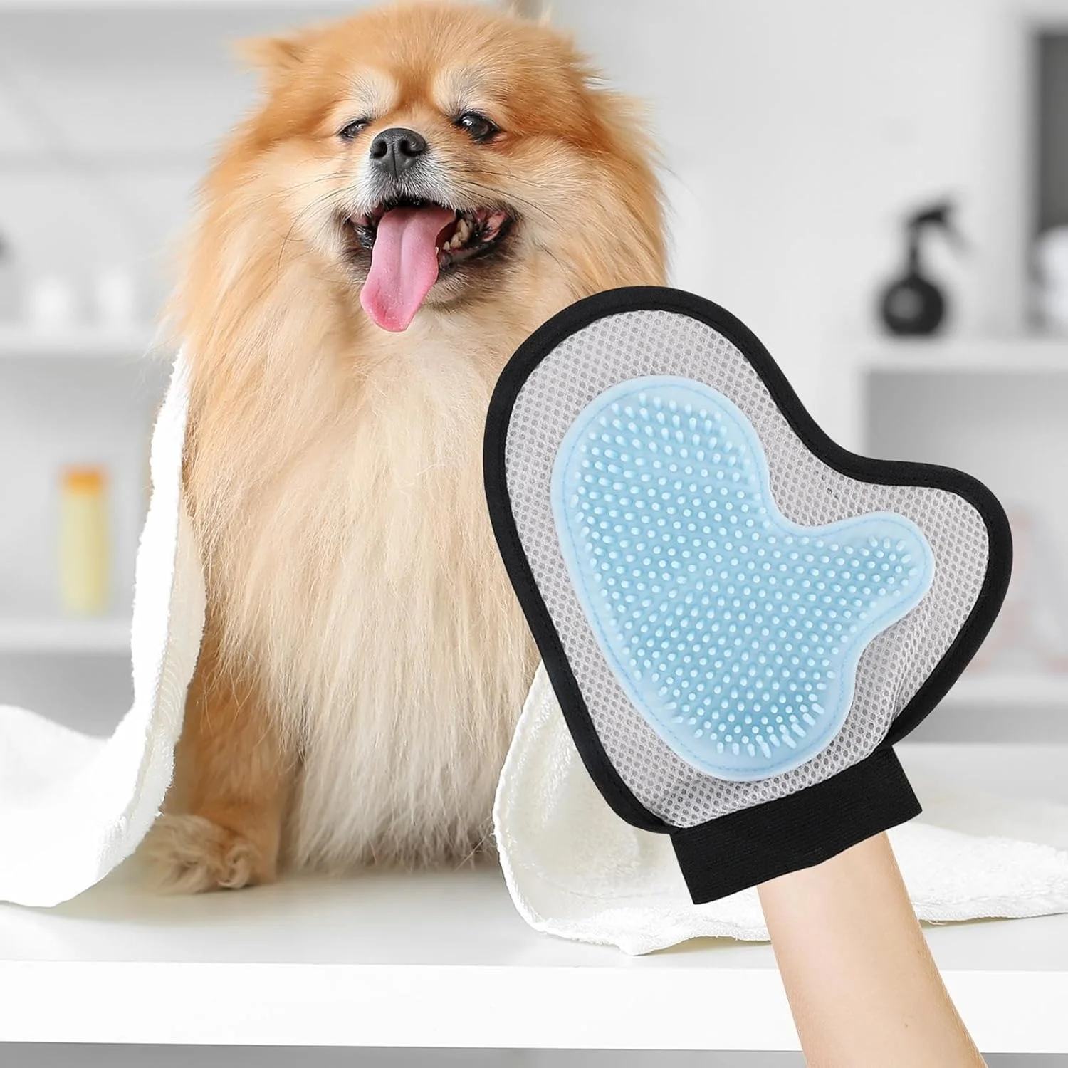 دستکش سگ برای حمام - ابزار شستشوی گربه قابل شستشو بدون نیاز به آبکشی، دستکش نظافت سگ | برای مسافرت، خانه، دوش، ماساژ و اسکراب
