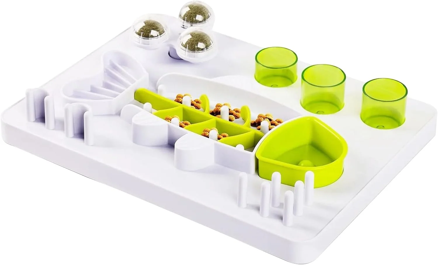 ظرف غذای سگ پازلی با تغذیه آهسته | ظرف غذای آهسته سگ طرح ماهی - دارای 3 توپ چرخان علف گربه، پایه ضد لغزش، اسباب بازی تشویقی برای رفع بی حوصلگی توله سگ، بچه گربه و گربه مناسب برای مسافرت و فضای باز ظرف غذای سگ پازلی با تغذیه آهسته | ظرف غذای آهسته سگ طرح ماهی - دارای 3 توپ چرخان علف گربه، پایه ضد لغزش، اسباب بازی تشویقی برای رفع بی حوصلگی توله سگ، بچه گربه و گربه مناسب برای مسافرت و فضای باز