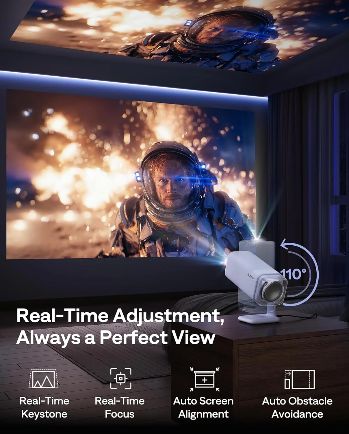 پروژکتور هوشمند Aurzen BOOM Air Google TV با وای فای و بلوتوث، پروژکتور قابل حمل برای فیلم در فضای باز و خانه، پشتیبانی از 4K، پایه قابل تنظیم، تغذیه از طریق USB-C، فوکوس بلادرنگ، Dolby Audio، آبی پروژکتور هوشمند Aurzen BOOM Air Google TV با وای فای و بلوتوث، پروژکتور قابل حمل برای فیلم در فضای باز و خانه، پشتیبانی از 4K، پایه قابل تنظیم، تغذیه از طریق USB-C، فوکوس بلادرنگ، Dolby Audio، آبی