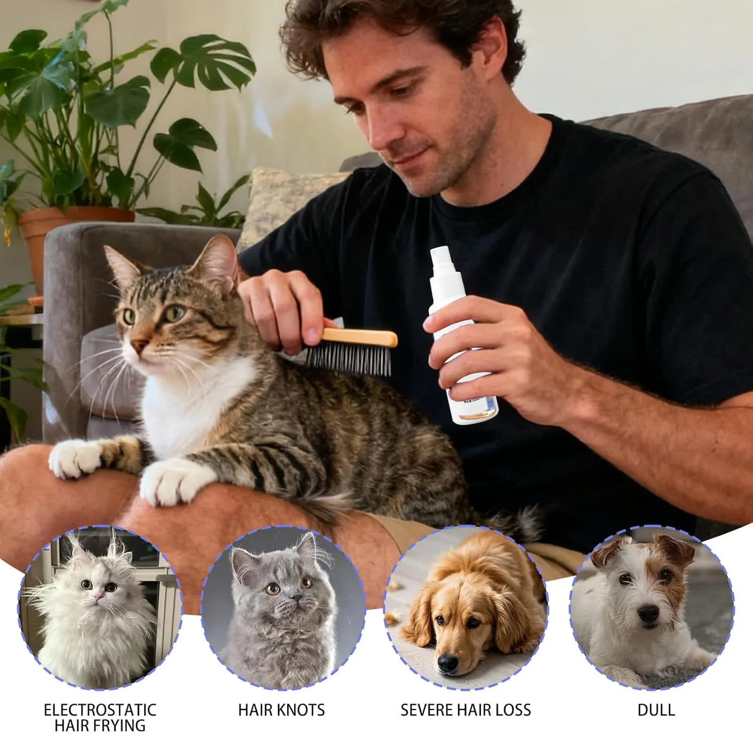 اسپری نرم کننده مو سگ | نرم کننده باز کننده گره مو 100 میلی لیتری | اسپری از بین برنده بوی گربه | برای گربه ها و سگ های دارای موهای گره خورده، مناسب برای نظافت خانگی اسپری نرم کننده مو سگ | نرم کننده باز کننده گره مو 100 میلی لیتری | اسپری از بین برنده بوی گربه | برای گربه ها و سگ های دارای موهای گره خورده، مناسب برای نظافت خانگی