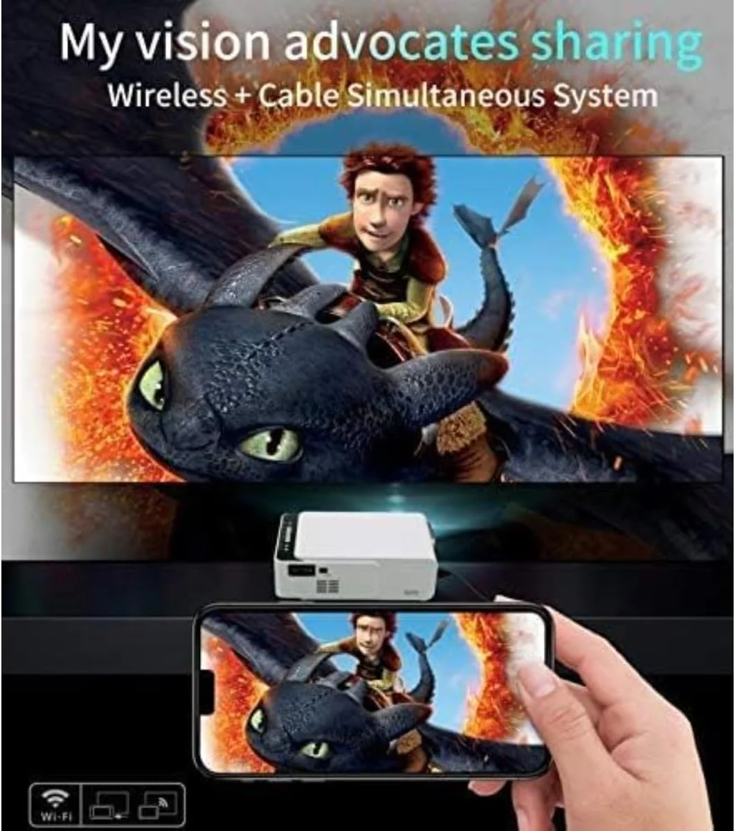 پروژکتور مینی T5 جنریک، 100 لومن ANSI، کیفیت 1080P HD، انعکاس صفحه نمایش بی سیم، سینمای خانگی قابل حمل، بلندگوهای داخلی، اتصال WiFi، پروژکتور فیلم فضای باز، سازگار با HDMI/USB/SD/VGA پروژکتور مینی T5 جنریک، 100 لومن ANSI، کیفیت 1080P HD، انعکاس صفحه نمایش بی سیم، سینمای خانگی قابل حمل، بلندگوهای داخلی، اتصال WiFi، پروژکتور فیلم فضای باز، سازگار با HDMI/USB/SD/VGA
