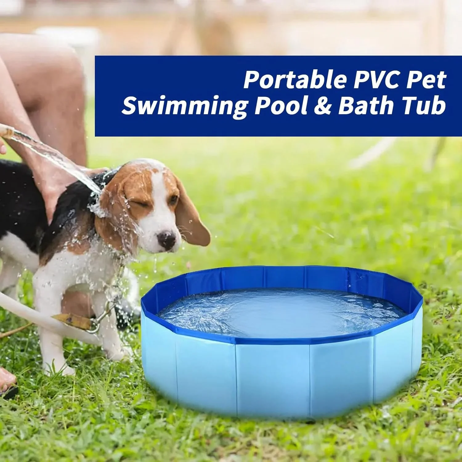 استخر تاشو سگ - وان حمام حیوانات خانگی ضد لغزش، استخر تاشو سگ و گربه ضد لغزش برای پاسیو، داخل خانه، پیک نیک، باغ، بالکن، کمپینگ، فضای باز، ساحل