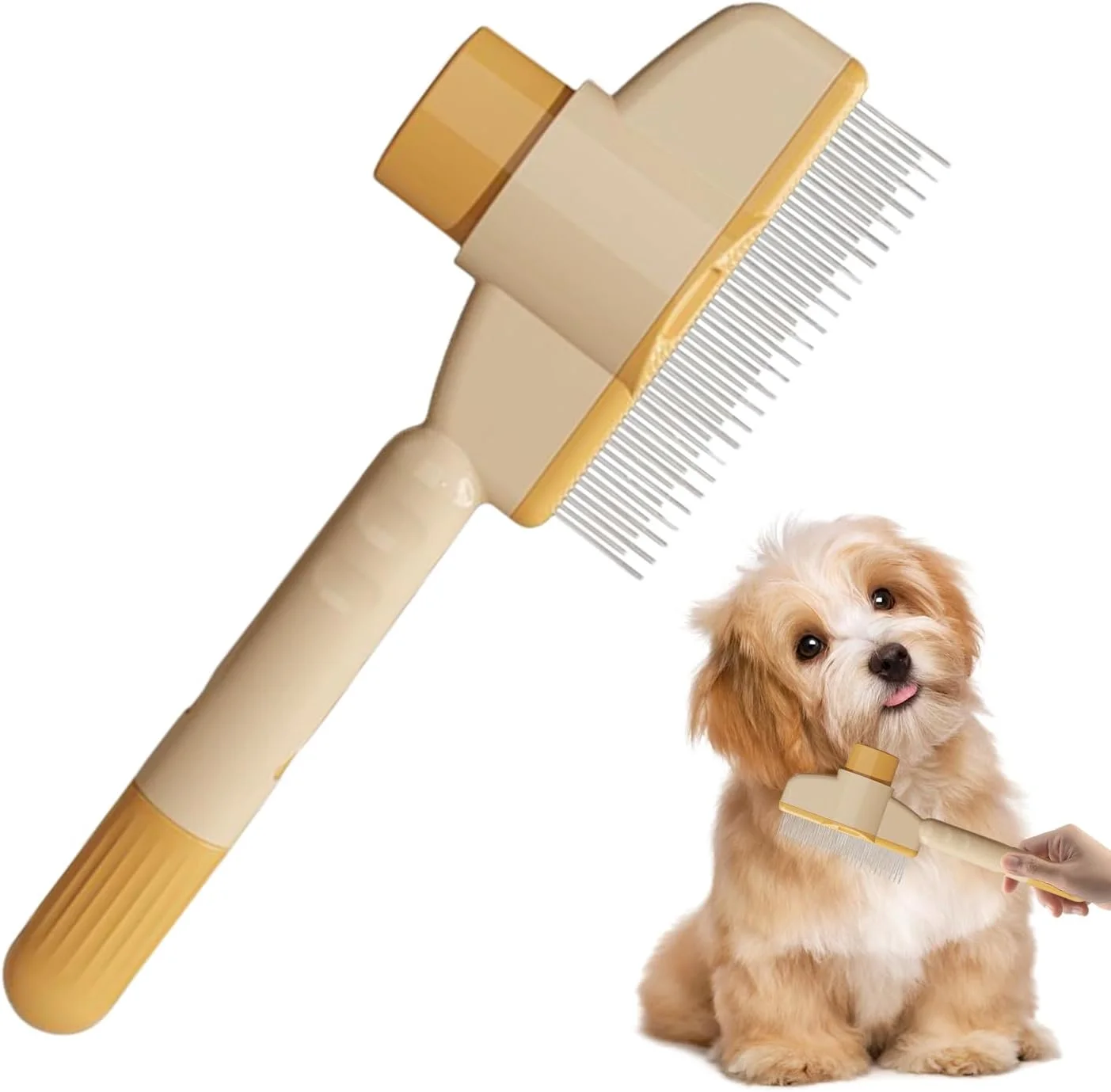 شانه حیوانات خانگی برای سگ و گربه با دندانه های فلزی استیل ضد زنگ کوتاه و بلند، برس نظافت خود تمیز شونده، ماساژ گربه و سگ و تمیز کردن موها شانه حیوانات خانگی برای سگ و گربه با دندانه های فلزی استیل ضد زنگ کوتاه و بلند، برس نظافت خود تمیز شونده، ماساژ گربه و سگ و تمیز کردن موها