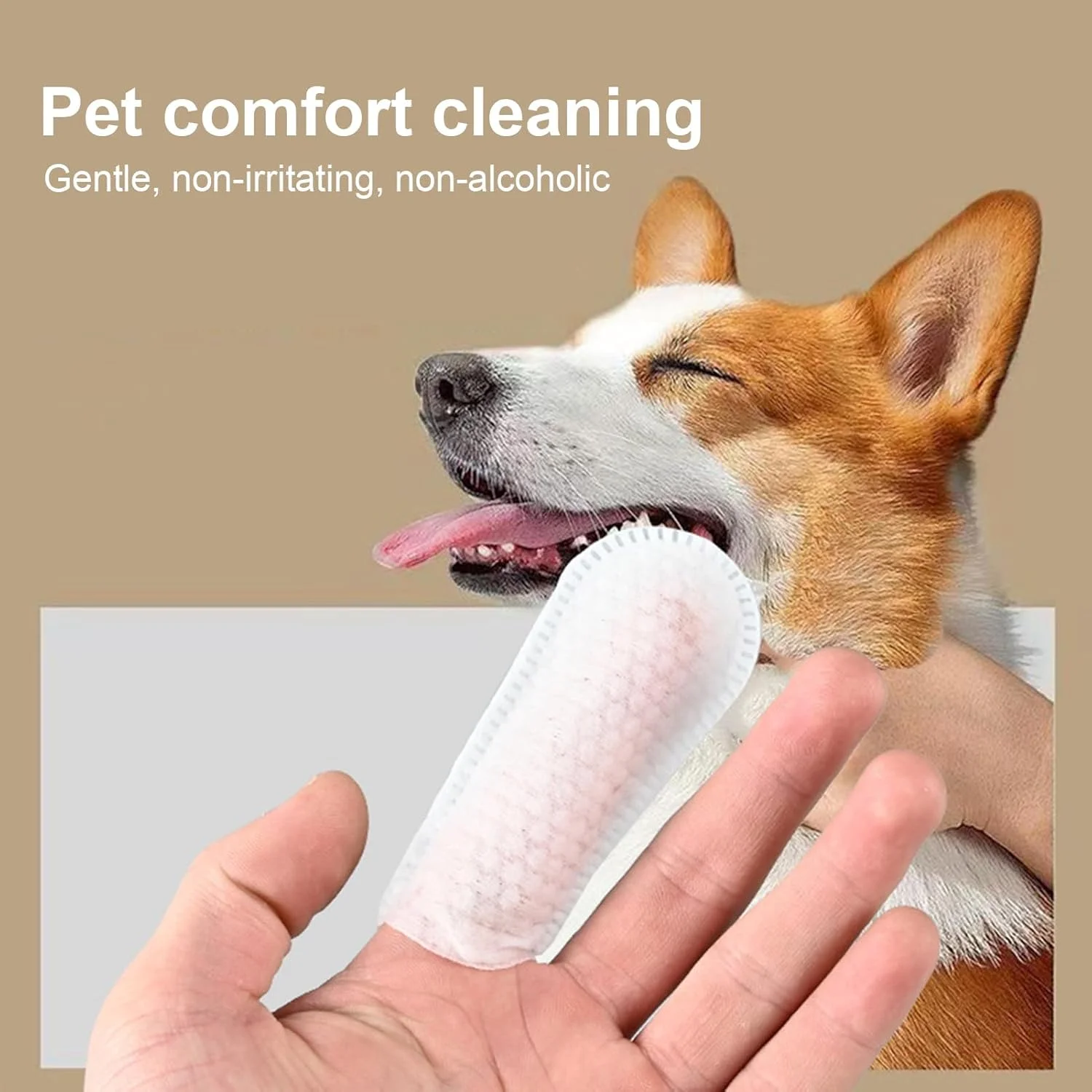 دستمال مرطوب انگشتی گوش سگ | دستمال مرطوب ملایم تمیز کننده گوش گربه و سگ | لوازم جانبی تمیز کننده ملایم و ایمن برای حمام کردن و نظافت حیوانات خانگی، توله سگ، بچه گربه و گربه در خانه