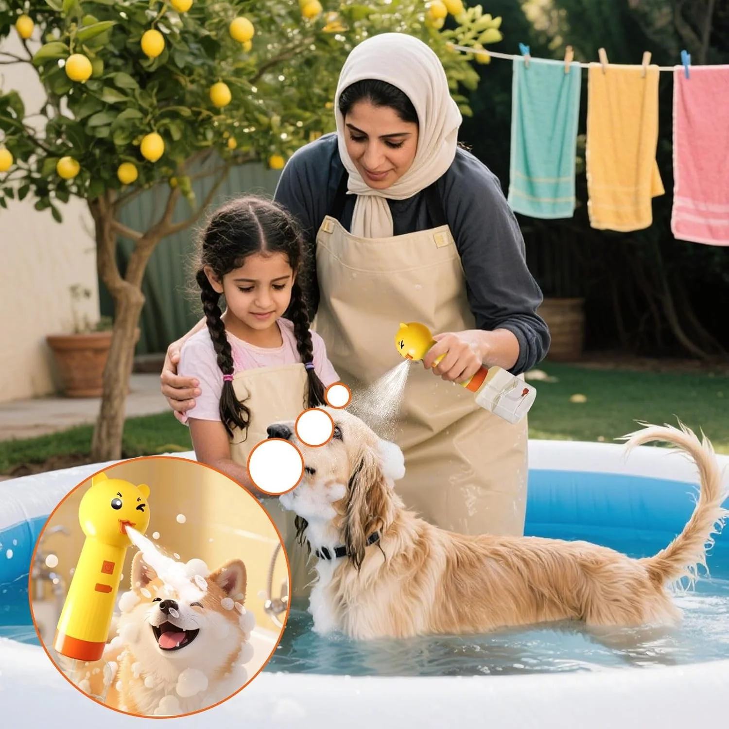 مخزن شامپو سگ طرح خرس 350 میلی لیتر | مخزن صابون برقی گربه، اسپری فوم شارژی برای توالت گربه آشپزخانه شستشو حمام خانگی سینک دوش تمیز کردن حیوانات خانگی