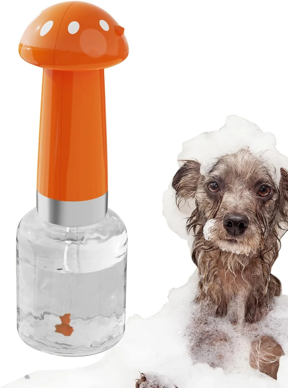 دستگاه پخش شامپو سگ - دستگاه فوم صابون دوش توله سگ - لوازم جانبی حیوانات با طراحی قارچ قابل حمل برای حمام پناهگاه مرکزی با موهای کوتاه و بلند