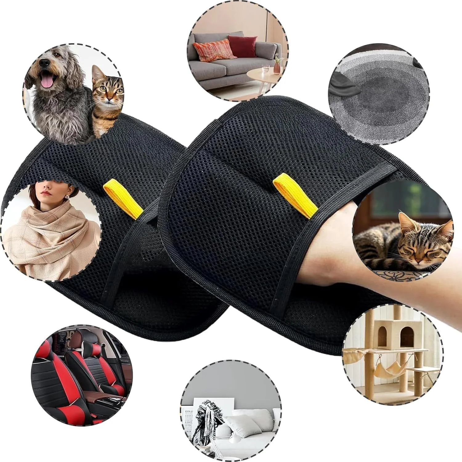 ابزار موبر حیوانات خانگی GERUI، بسته 2 عددی، دستکش های استاتیک قابل استفاده مجدد برای گربه و سگ، موزدایی موثر، برجستگی های لاستیکی نرم و سطح مشبک، راحت، برای تمیز کردن موی حیوانات خانگی