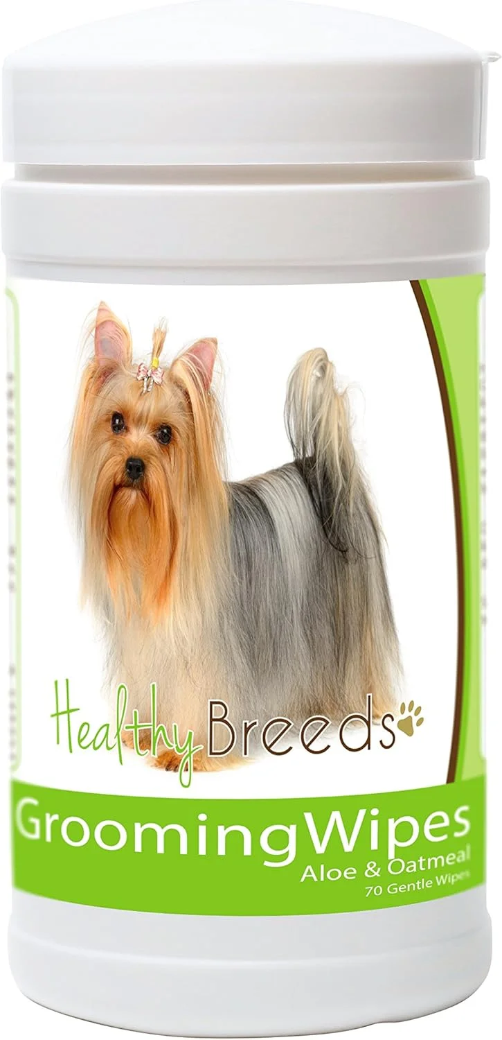 دستمال مرطوب تمیز کننده سگ نژاد یورکشایر تریر رنگ قهوه ای روشن - بیش از 200 نژاد - برای باسن، پنجه ها، زیر بغل و نقاط کثیف بین حمام - 70 عدد