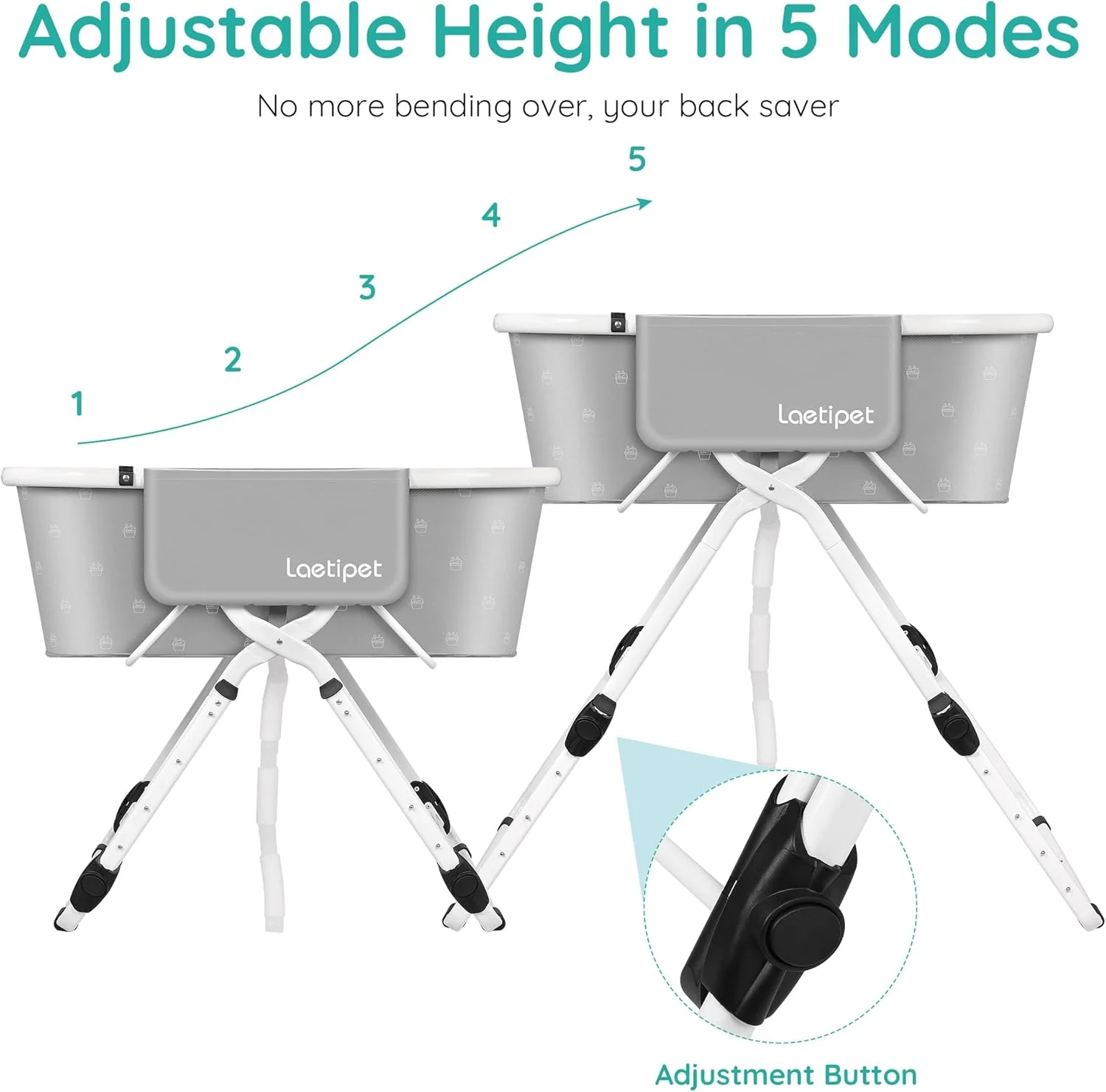 وان حمام تاشو سگ Laetipet، با قابلیت تنظیم ارتفاع در 5 سطح برای محافظت از کمر شما، ایستگاه شستشوی قابل حمل برای نظافت و حمام حیوانات خانگی، مناسب برای سگ های کوچک و متوسط، توله سگ ها و گربه ها وان حمام تاشو سگ Laetipet، با قابلیت تنظیم ارتفاع در 5 سطح برای محافظت از کمر شما، ایستگاه شستشوی قابل حمل برای نظافت و حمام حیوانات خانگی، مناسب برای سگ های کوچک و متوسط، توله سگ ها و گربه ها