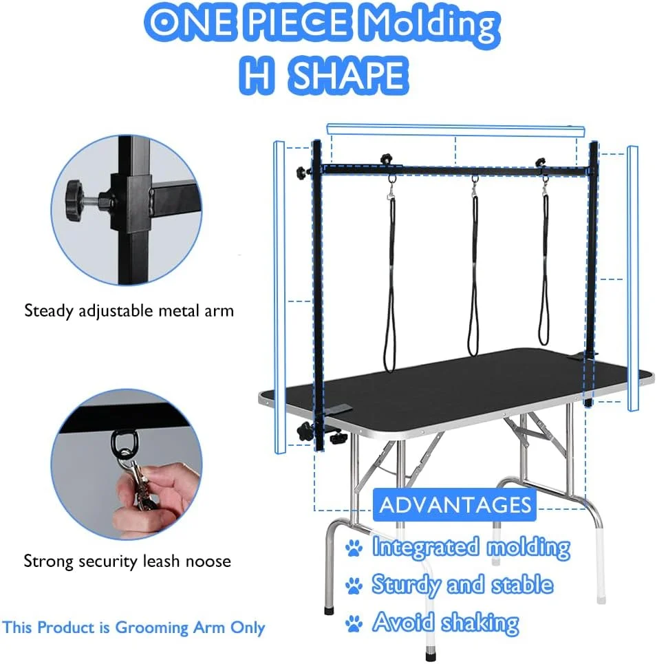 بازوی آرایش سگ LEIBOU مدل H شکل، بازوی میز آرایش حیوانات خانگی با 3 حلقه و گیره برای سگ ها و گربه ها، قاب آلیاژ آلومینیوم سنگین با ارتفاع قابل تنظیم 90 سانتی متر و عرض قابل تنظیم 92 تا 127 سانتی متر بازوی آرایش سگ LEIBOU مدل H شکل، بازوی میز آرایش حیوانات خانگی با 3 حلقه و گیره برای سگ ها و گربه ها، قاب آلیاژ آلومینیوم سنگین با ارتفاع قابل تنظیم 90 سانتی متر و عرض قابل تنظیم 92 تا 127 سانتی متر