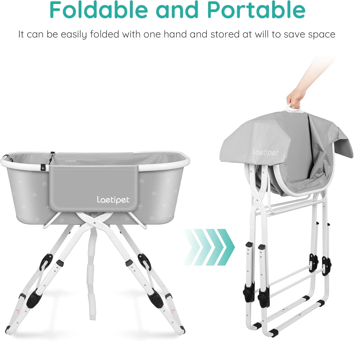 وان حمام تاشو سگ Laetipet، با قابلیت تنظیم ارتفاع در 5 سطح برای محافظت از کمر شما، ایستگاه شستشوی قابل حمل برای نظافت و حمام حیوانات خانگی، مناسب برای سگ های کوچک و متوسط، توله سگ ها و گربه ها وان حمام تاشو سگ Laetipet، با قابلیت تنظیم ارتفاع در 5 سطح برای محافظت از کمر شما، ایستگاه شستشوی قابل حمل برای نظافت و حمام حیوانات خانگی، مناسب برای سگ های کوچک و متوسط، توله سگ ها و گربه ها