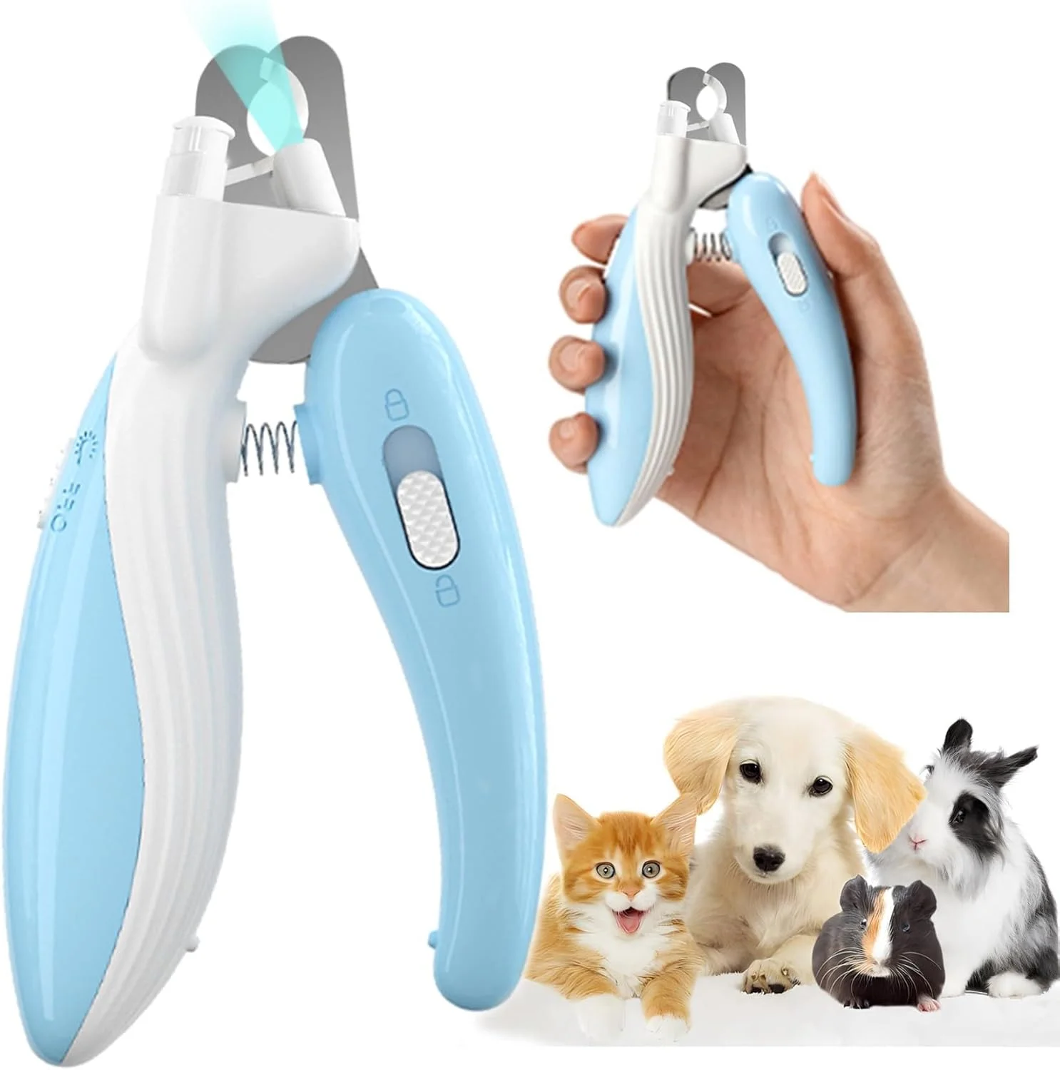 ناخن گیر حیوانات خانگی برای سگ، گربه و خرگوش با چراغ LED - ناخن گیر ایمن با تیغه های تیز، ناخن های حیوانات خانگی را روشن می کند و خط خونی را به سرعت تشخیص می دهد، ارگونومیک، بدون شکافتن، استفاده آسان (آبی) ناخن گیر حیوانات خانگی برای سگ، گربه و خرگوش با چراغ LED - ناخن گیر ایمن با تیغه های تیز، ناخن های حیوانات خانگی را روشن می کند و خط خونی را به سرعت تشخیص می دهد، ارگونومیک، بدون شکافتن، استفاده آسان (آبی)