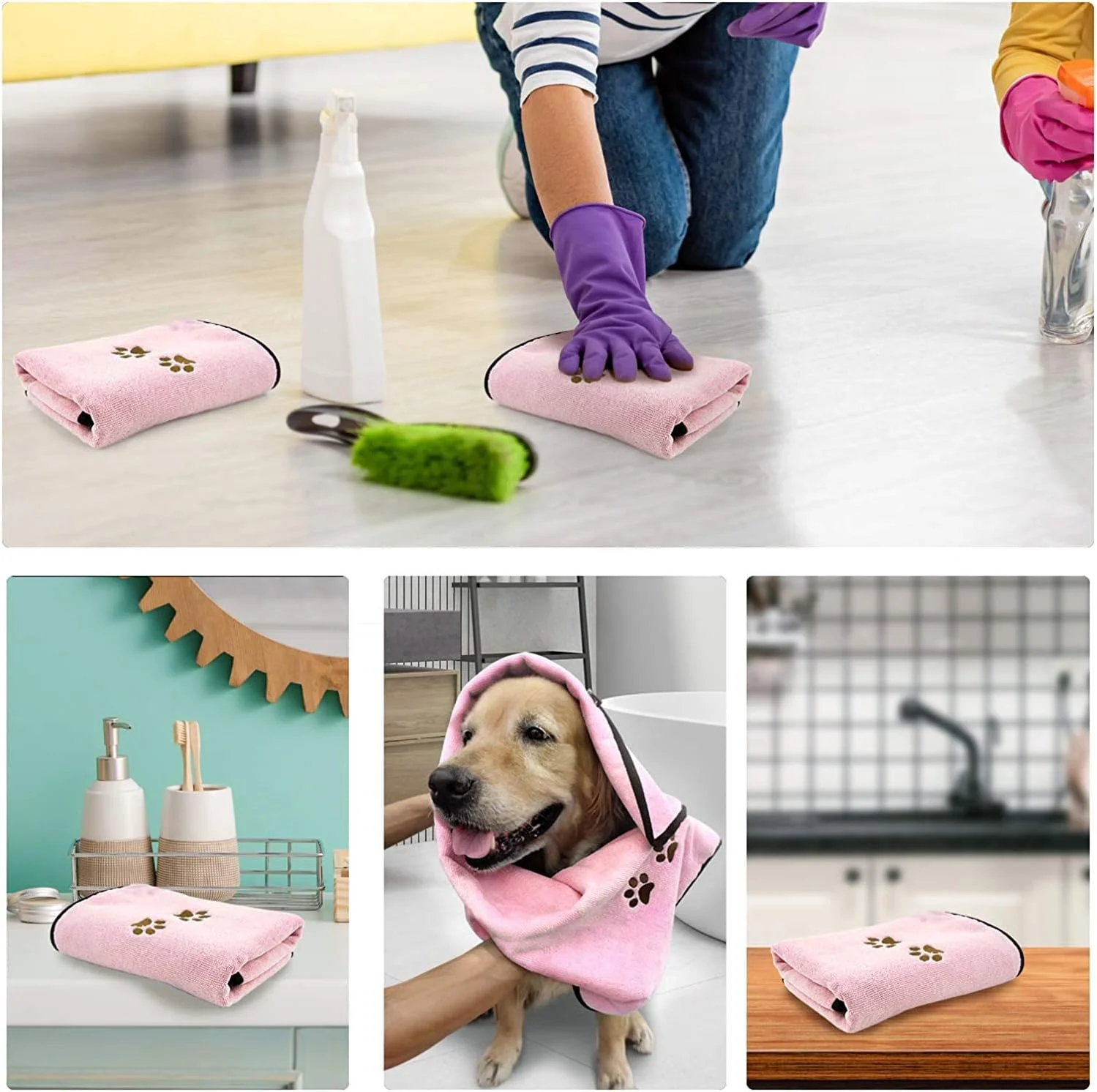 حوله سگ LIENJAER فوق العاده جاذب، حوله نرم گربه، حوله های خشک کننده حمام میکروفیبر برای سگ ها، گربه ها، بچه گربه های کوچک (صورتی) حوله سگ LIENJAER فوق العاده جاذب، حوله نرم گربه، حوله های خشک کننده حمام میکروفیبر برای سگ ها، گربه ها، بچه گربه های کوچک (صورتی)