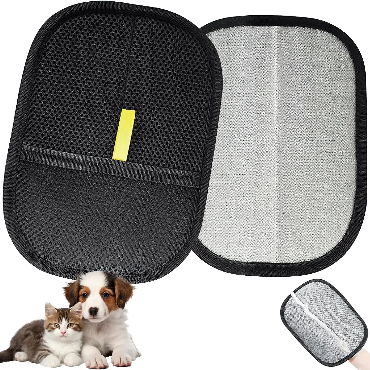 دستکش مو جمع کن حیوانات خانگی، دستکش های دو طرفه برای نظافت حیوانات خانگی، دستکش های حذف الکترواستاتیک موی حیوانات خانگی، دستکش های موی سگ و گربه قابل استفاده مجدد برای مبلمان، ملحفه، مبل، لباس، فرش، صندلی ماشین