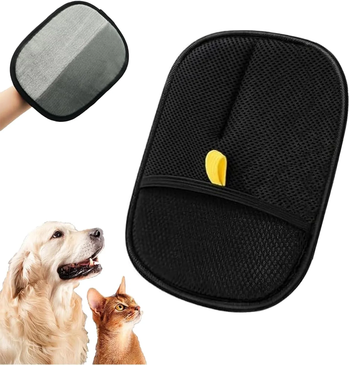 دستکش حذف موی حیوانات خانگی - دستکش های نظافت الکترواستاتیک قابل استفاده مجدد برای گربه ها و سگ ها | از بین برنده موثر مو برای مبل، مبلمان، فرش، پرده (مشکی-1 عدد)