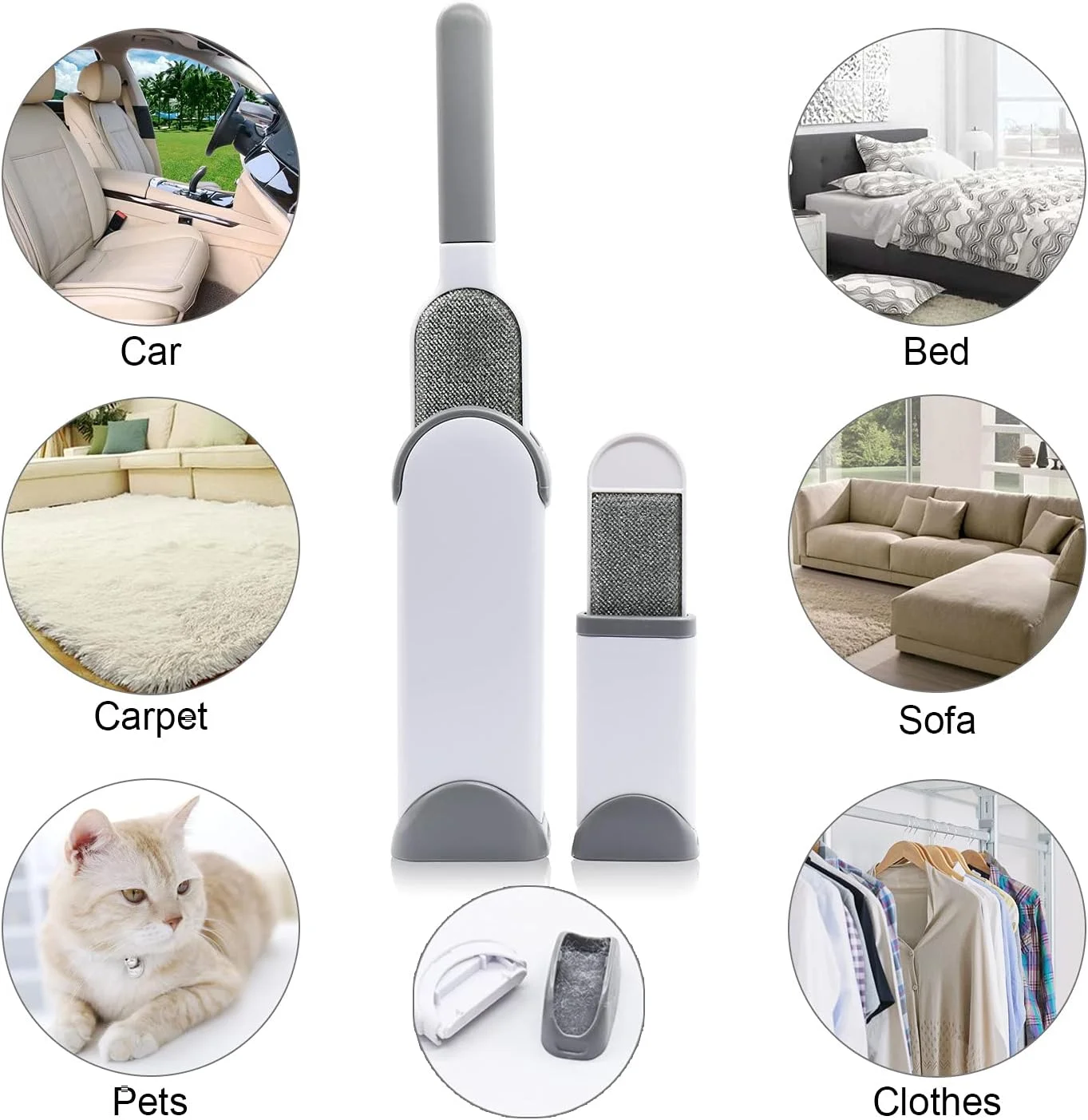 برس موی حیوانات خانگی، برس موی سگ برای لباس - برس پرزگیر، برس پرزگیر موی حیوانات خانگی برای سگ ها، گربه ها و توله سگ ها (خاکستری)