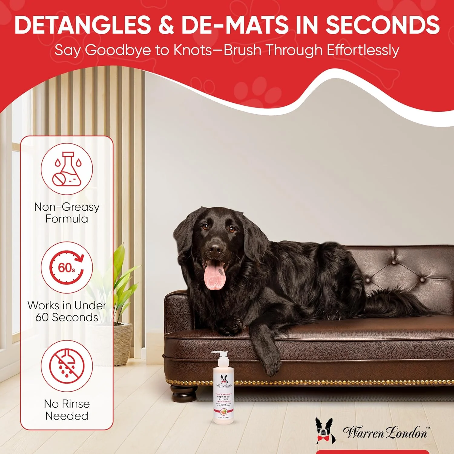 وارن لندن - کره آبرسان و نرم کننده مو برای پوست و موی سگ، گواوا و منگوستین - 240 میلی لیتر