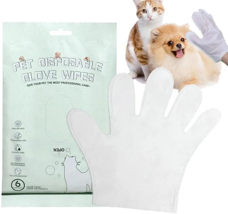 دستمال مرطوب بدن سگ 18 عددی، دستکش شستشوی بدون نیاز به آبکشی، دستکش نظافت حیوانات خانگی، دستمال مرطوب ملایم خوشبو کننده برای تمیز کردن خز، گوش، چشم و پنجه گربه