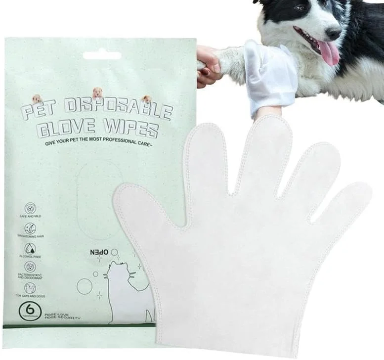 دستمال مرطوب بدن سگ 18 عددی، دستکش شستشوی بدون نیاز به آبکشی، دستکش نظافت حیوانات خانگی، دستمال مرطوب ملایم خوشبو کننده برای تمیز کردن خز، گوش، چشم و پنجه گربه