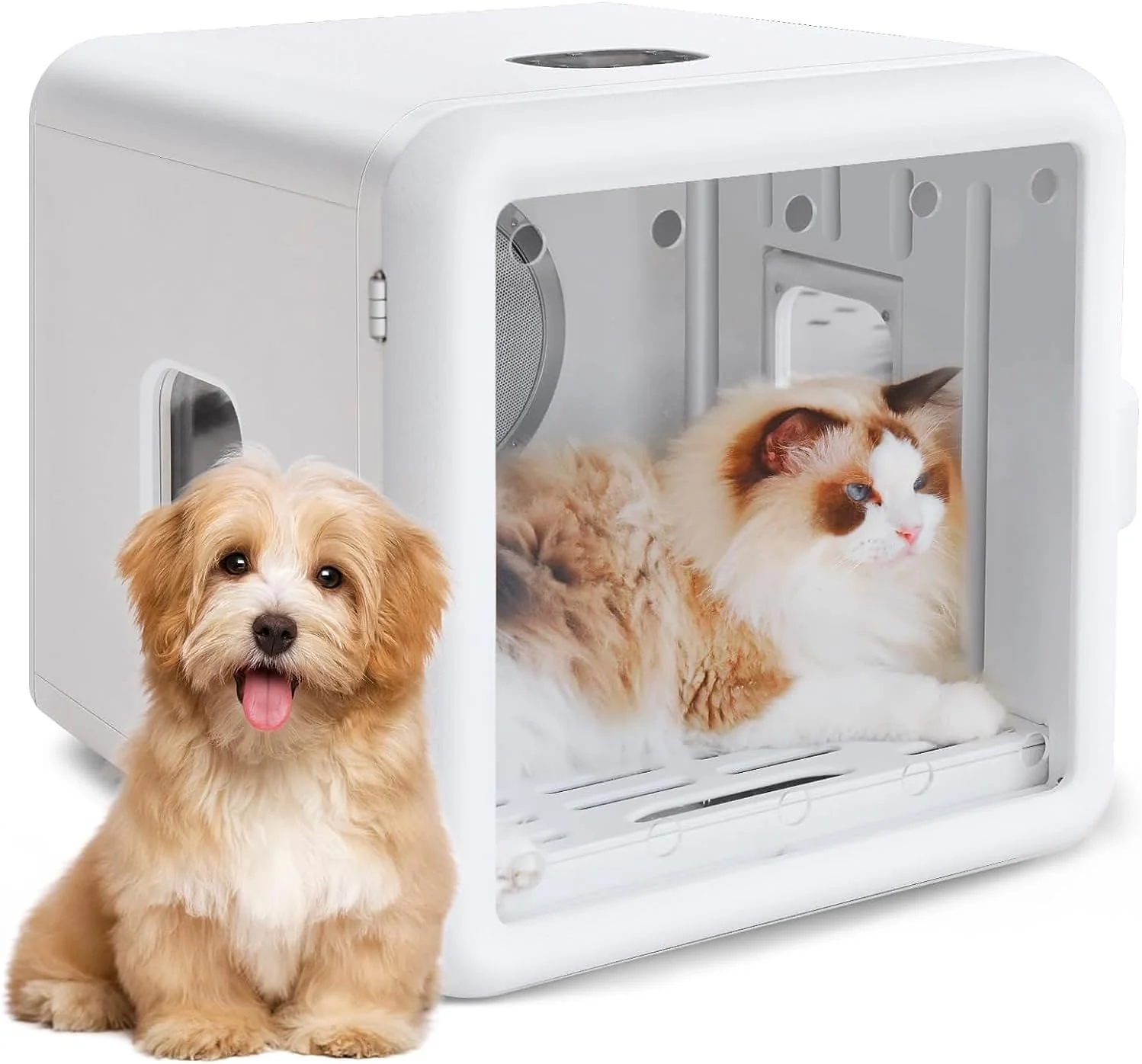 باکس خشک کن موی اتوماتیک حیوانات خانگی Zertylre برای گربه ها و سگ های کوچک - خشک کن موی فوق العاده بی صدا و سریع برای گربه ها با کنترل دمای هوشمند و گردش هوای گرمایشی 360 درجه