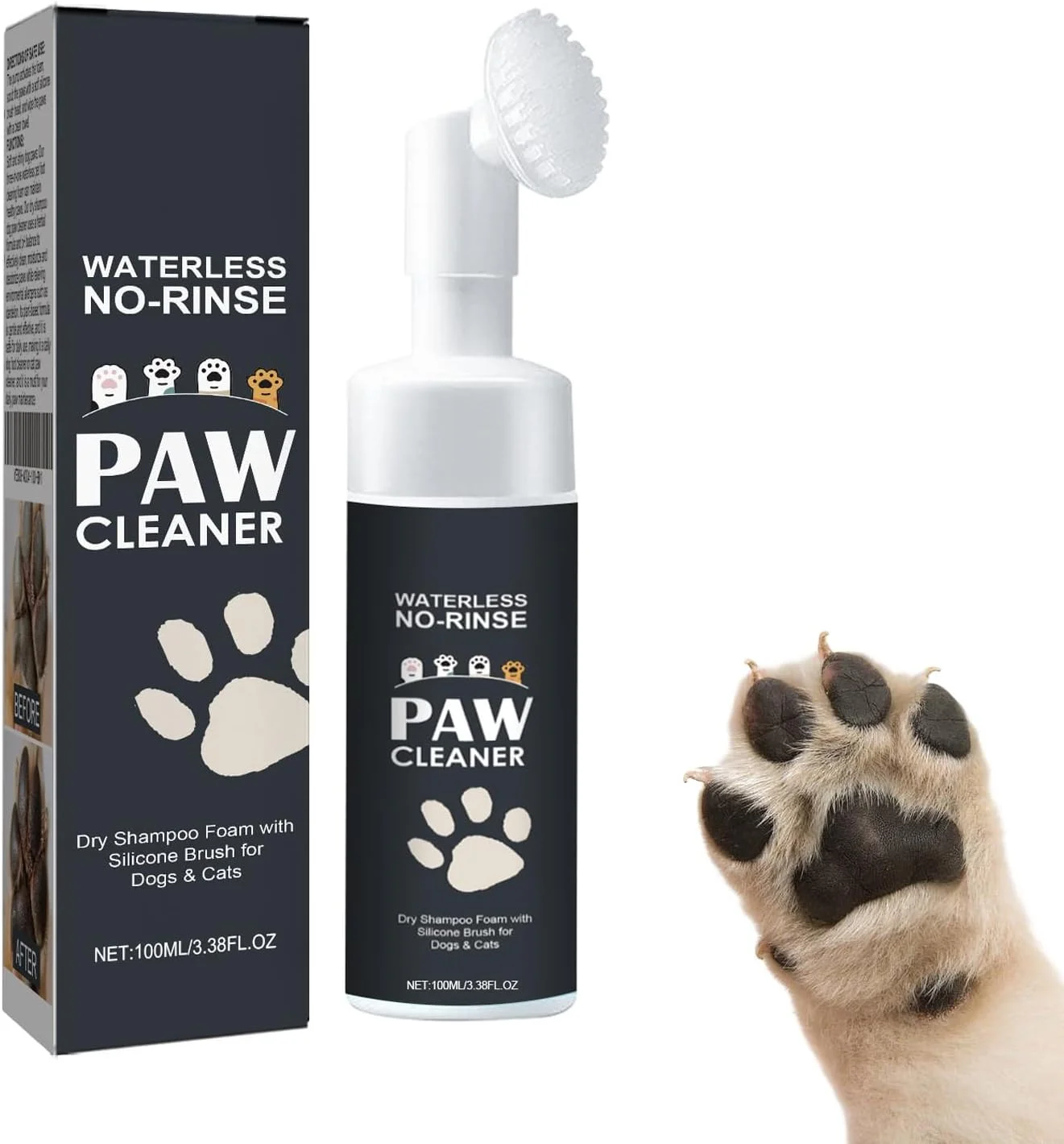 فوم تمیز کننده پنجه حیوانات خانگی Zyngkp بدون نیاز به آب با برس سیلیکونی، تمیز کننده پنجه برای سگ و گربه، فوم تمیز کننده پای حیوانات خانگی برای تمیز کردن سریع پاهای سگ و گربه برای داشتن پنجه های سالم