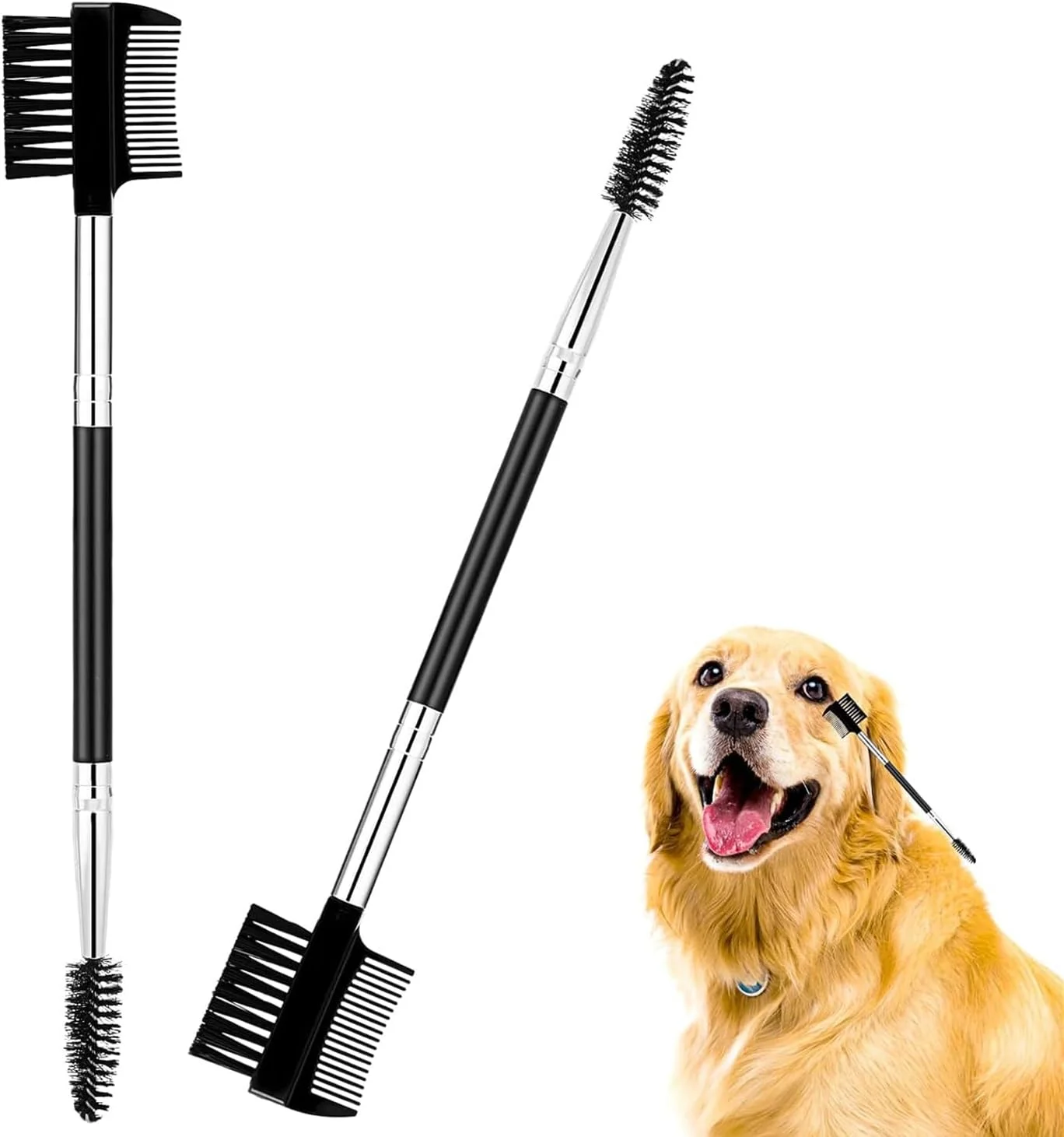 شانه پاک کننده لکه اشک سگ ZELLYA، 2 عدد - برس چشم دو سر برای تمیز کردن و نظافت - دو طرفه برای سگ ها و گربه ها (مشکی)