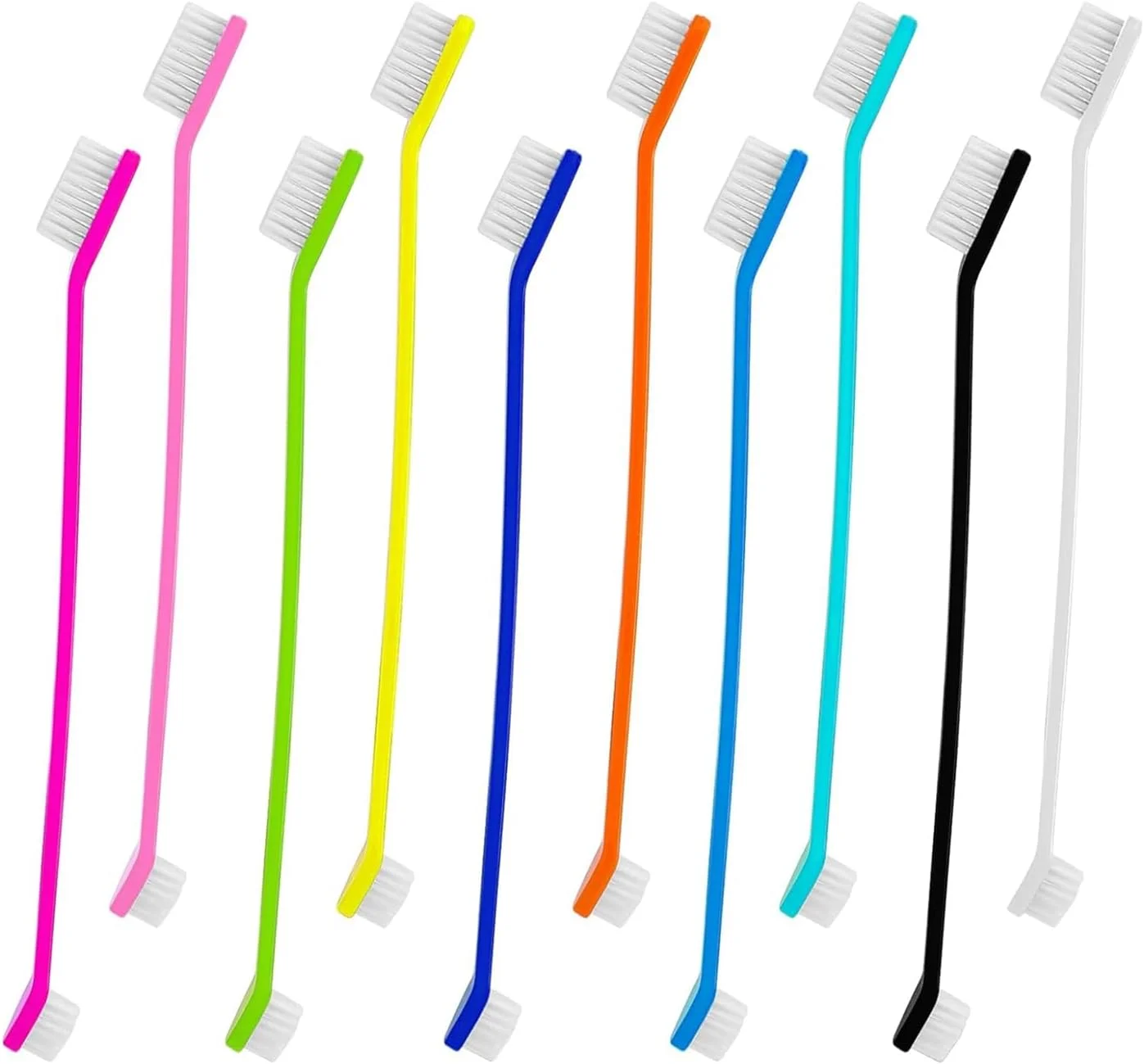 مسواک سگ زلیا، 10 عدد، دو سر، کیت مسواک سگ، مسواک توله سگ، برس نرم برای سگ ها، گربه ها و اکثر حیوانات خانگی (مخلوط رنگ)