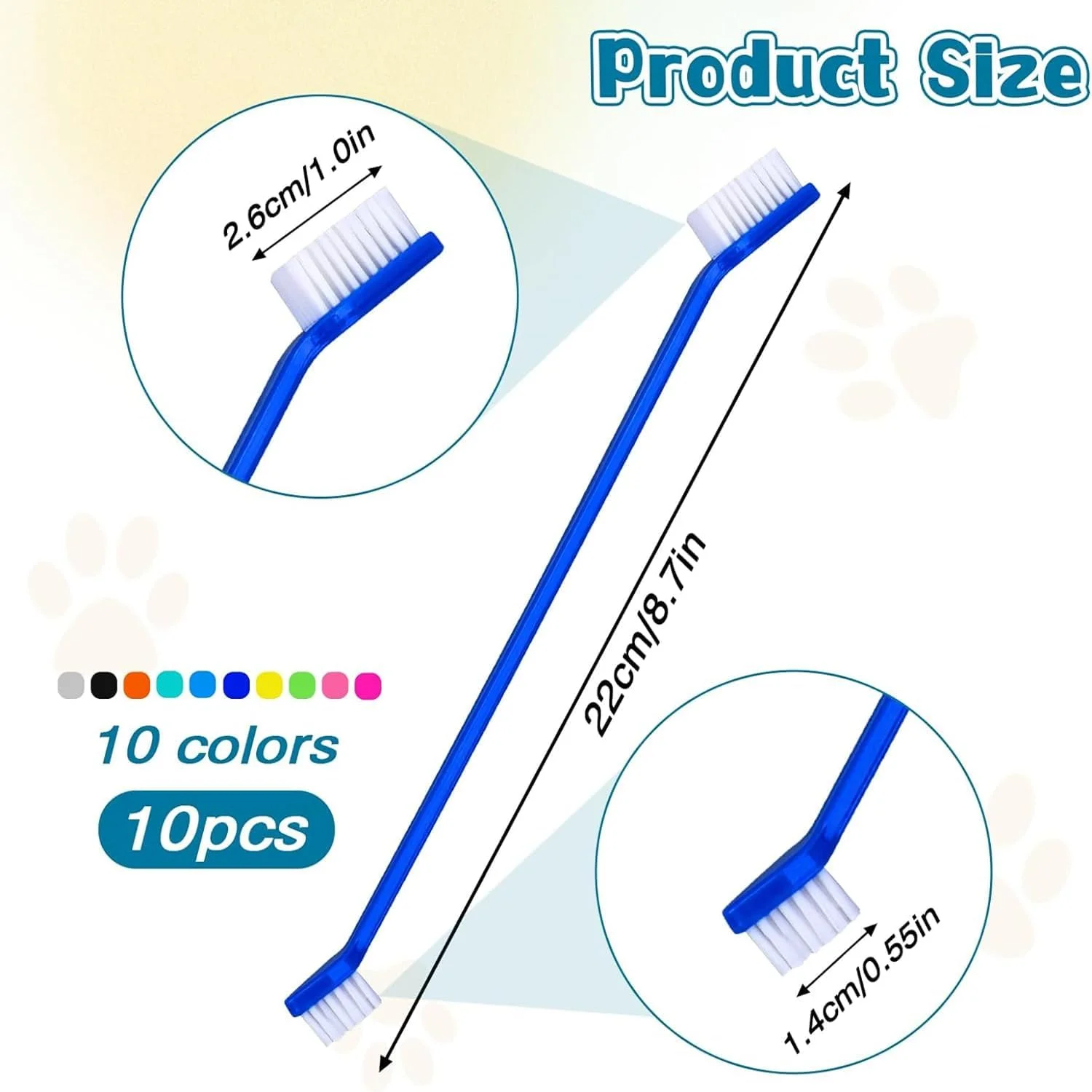 مسواک سگ زلیا، 10 عدد، دو سر، کیت مسواک سگ، مسواک توله سگ، برس نرم برای سگ ها، گربه ها و اکثر حیوانات خانگی (مخلوط رنگ)