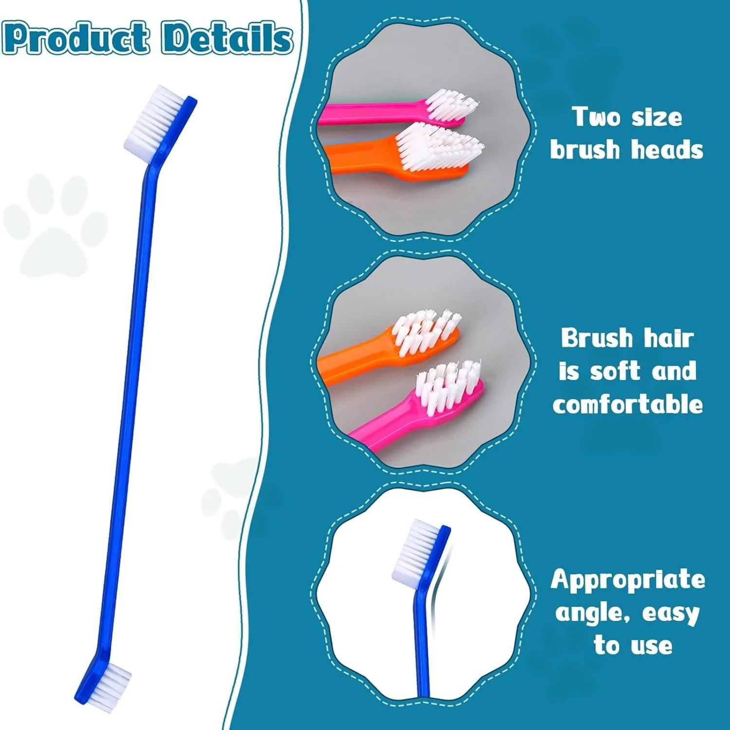 مسواک سگ زلیا، 10 عدد، دو سر، کیت مسواک سگ، مسواک توله سگ، برس نرم برای سگ ها، گربه ها و اکثر حیوانات خانگی (مخلوط رنگ)