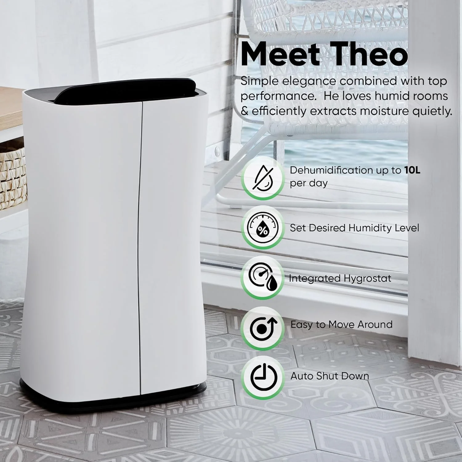 دستگاه رطوبت گیر خانگی استادلر فرم مدل تئو با طراحی سوئیسی، ظرفیت 10 لیتر در روز، عملکرد بی صدا، مناسب برای خانه و دفتر کار تا 40 متر مربع، مخزن آب 2 لیتری، تایمر 1 تا 7 ساعته، تخلیه مداوم دستگاه رطوبت گیر خانگی استادلر فرم مدل تئو با طراحی سوئیسی، ظرفیت 10 لیتر در روز، عملکرد بی صدا، مناسب برای خانه و دفتر کار تا 40 متر مربع، مخزن آب 2 لیتری، تایمر 1 تا 7 ساعته، تخلیه مداوم