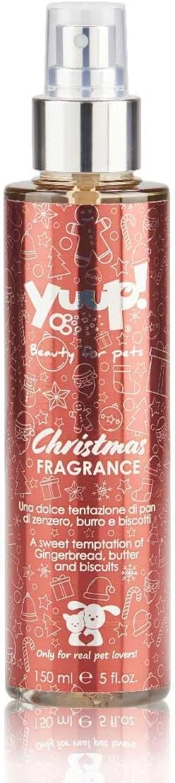 یوپ! - عطر سگ و گربه کریسمس 150 میلی لیتر، اسپری مو بدون الکل برای سگ و گربه، ماندگاری طولانی با رایحه زنجبیلی، کره و بیسکویت