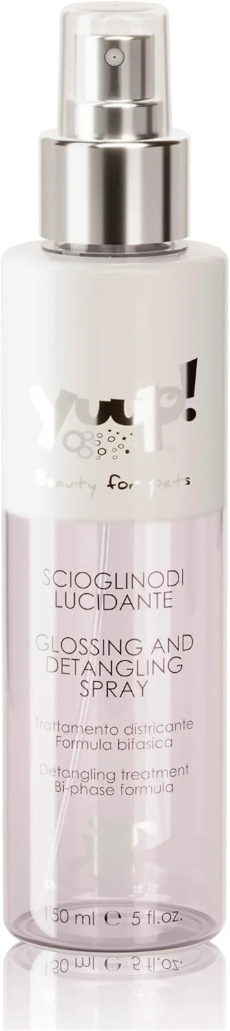 اسپری باز کننده گره مو سگ و گربه یوپ!، نرم کننده باز کننده گره، کمک به برس و شانه زدن حیوانات خانگی با موهای بلند، نظافت لوکس سگ، توله سگ و بچه گربه، مراقبت طبیعی از مو، مواد پاک کننده وگان، ساخت ایتالیا