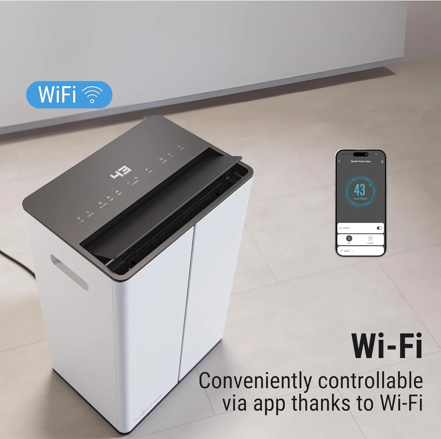 دستگاه رطوبت گیر Stadler Form Lukas با طراحی سوئیسی، 20 لیتر در روز، برای خانه/دفتر تا 70 متر مربع. کنترل WiFi، عملکرد بی صدا، خشک کردن لباس، قفل کودک، زهکشی متنوع. دستگاه رطوبت گیر Stadler Form Lukas با طراحی سوئیسی، 20 لیتر در روز، برای خانه/دفتر تا 70 متر مربع. کنترل WiFi، عملکرد بی صدا، خشک کردن لباس، قفل کودک، زهکشی متنوع.