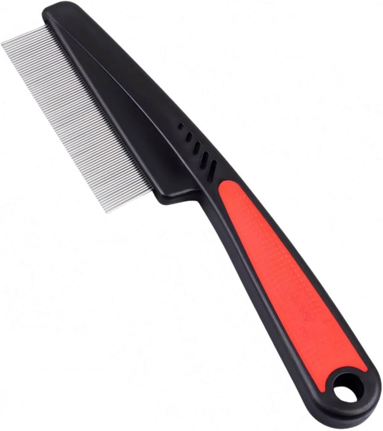 شانه کک یومفلان با دسته لاستیکی، شانه نظافت دندانه ریز برای سگ و گربه (قرمز)