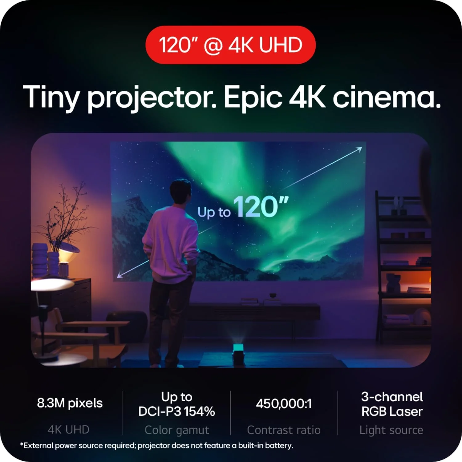 پروژکتور هوشمند قابل حمل 4K الجی CineBeam Q HU710PB با تنظیم خودکار صفحه نمایش، فوکوس خودکار، لیزر RGB، تا 154% DCI-P3 پروژکتور هوشمند قابل حمل 4K الجی CineBeam Q HU710PB با تنظیم خودکار صفحه نمایش، فوکوس خودکار، لیزر RGB، تا 154% DCI-P3