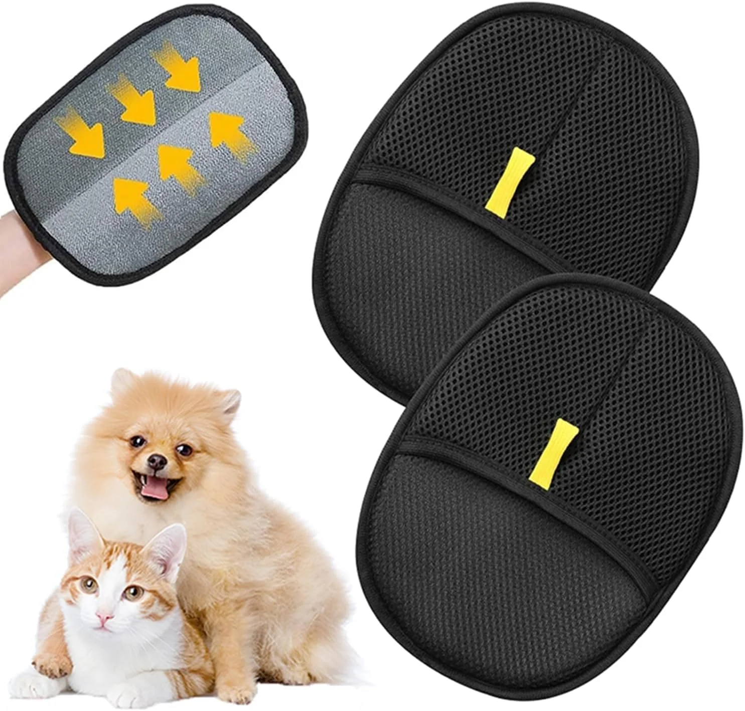 دستکش های دو طرفه نظافت حیوانات خانگی Yehpoar، دستکش های استاتیک قابل استفاده مجدد برای گربه ها و سگ ها، طراحی راحت و قابل حمل برای تمیز کردن موهای حیوانات خانگی، ابزار برس دستکش برای مبل، مبلمان، فرش، صندلی ماشین