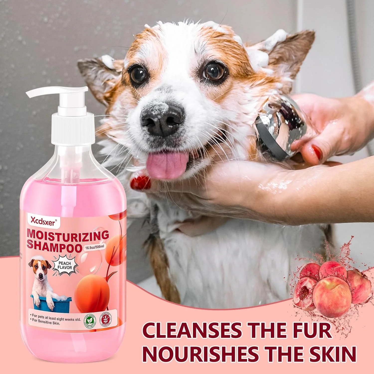 شامپو حیوانات خانگی Xcdsxer، تسکین دهنده پوست حساس - 500 میلی لیتر - شامپو نظافت برای سگ ها و گربه ها، فرمول سازگار با حیوانات خانگی، شامپو خوشبو کننده سگ - لوازم حیوانات خانگی
